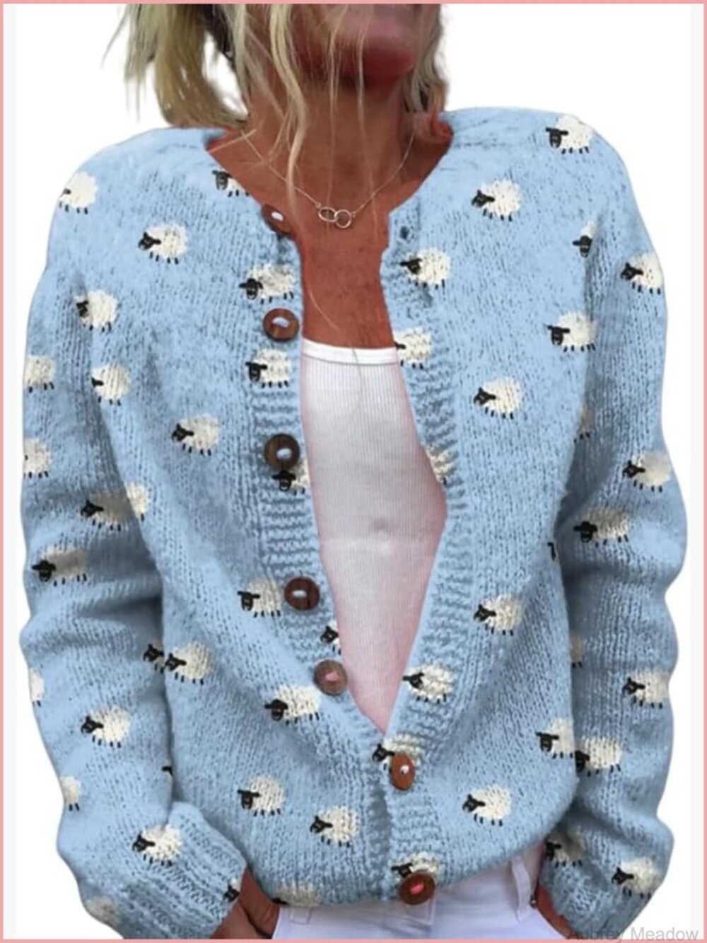 Funny Fall Winter Long Sleeve Animal Sheep Knit Cardigan Sweater
